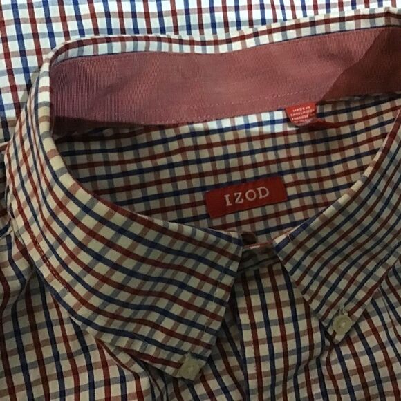 IZOD RED WHITE LONG SLEEVE BUTTON DOWN Sz XLarge. - Picture 7 of 11